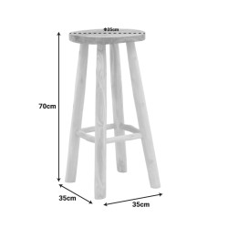 Σκαμπό μπαρ Nusiwo  teak ξύλο σε φυσική απόχρωση Φ35x70εκ