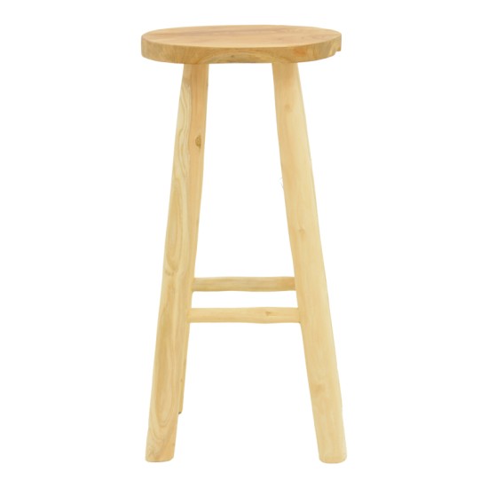 Σκαμπό μπαρ Nusiwo  teak ξύλο σε φυσική απόχρωση Φ35x70εκ