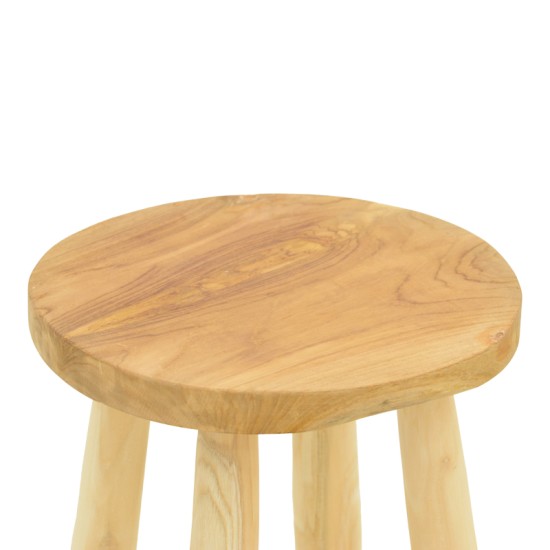 Σκαμπό μπαρ Nusiwo  teak ξύλο σε φυσική απόχρωση Φ35x70εκ