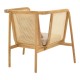 Πολυθρόνα Jenta  teak ξύλο με rattan σε φυσική απόχρωση και μπεζ μαξιλάρι 72x67x92εκ