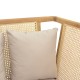 Καναπές τριθέσιος Jenta  teak ξύλο με rattan σε φυσική απόχρωση και μπεζ μαξιλάρι 203x67x92εκ