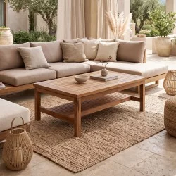 Τραπέζι σαλονιού Louf  καρυδί teak ξύλο 120x70x40εκ