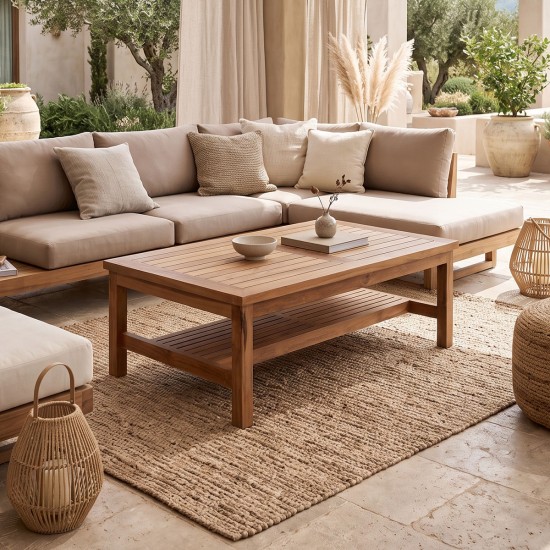 Τραπέζι σαλονιού Louf  καρυδί teak ξύλο 120x70x40εκ