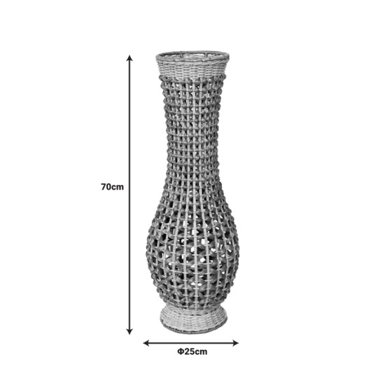 Βάζο Gucre Inart ξύλο-rattan pe σε φυσική απόχρωση Φ25x70εκ