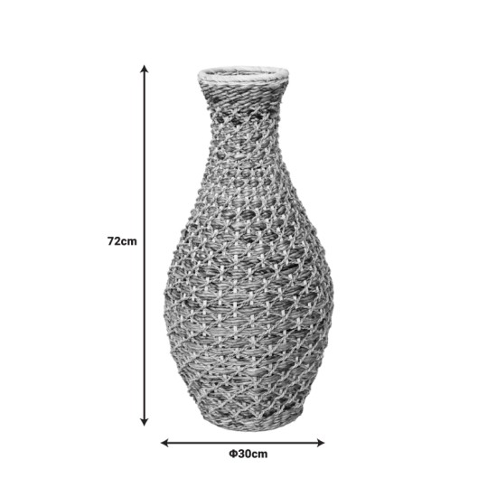 Βάζο Gucre I Inart ξύλο-rattan pe σε φυσική απόχρωση Φ30x70εκ
