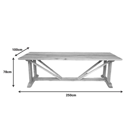 Τραπέζι Smarious  teak ξύλο σε φυσική απόχρωση 250x100x78εκ