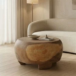 Τραπέζι σαλονιού Terra  suar ξύλο σε φυσική απόχρωση Φ60x36εκ