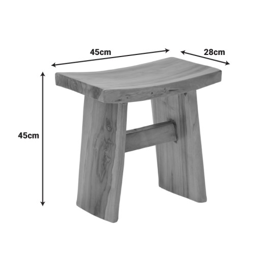 Σκαμπό Borbe  teak ξύλο σε φυσική απόχρωση 45x28x45εκ