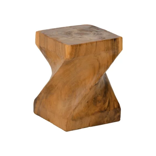 Σκαμπό Twister  suar ξύλο σε φυσική απόχρωση 30x30x45εκ