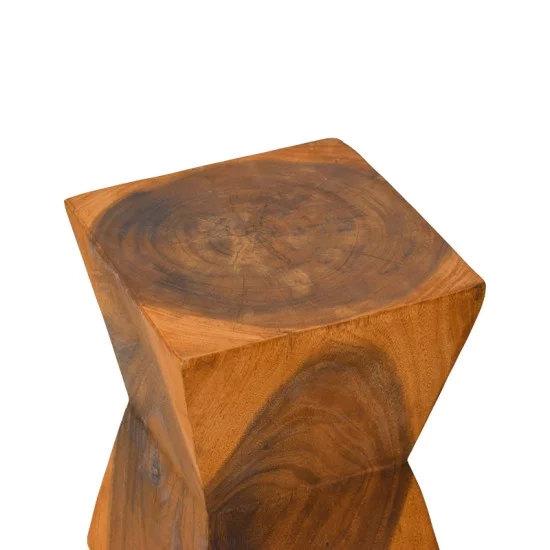 Σκαμπό Clepsydra  suar ξύλο σε φυσική απόχρωση 31x31x45εκ