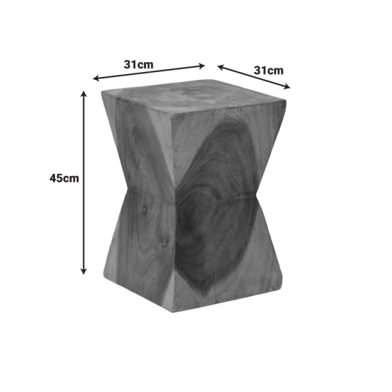 Σκαμπό Clepsydra  suar ξύλο σε φυσική απόχρωση 31x31x45εκ