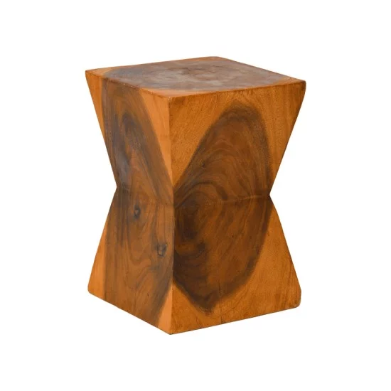 Σκαμπό Clepsydra  suar ξύλο σε φυσική απόχρωση 31x31x45εκ