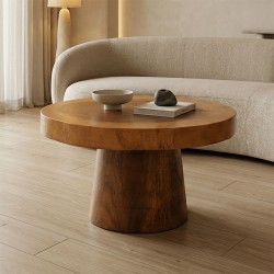 Τραπέζι σαλονιού Nepal  suar ξύλο σε φυσική απόχρωση Φ80x45εκ