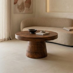 Τραπέζι σαλονιού Nepal  καρυδί suar ξύλο Φ80x45εκ