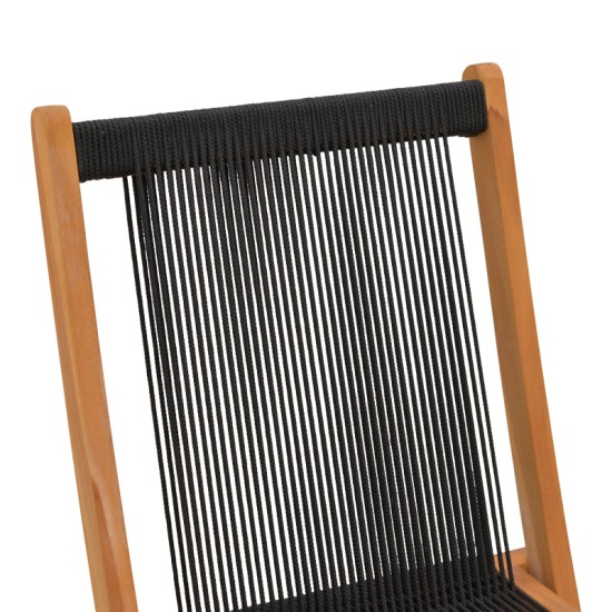 Καρέκλα Banou πτυσσόμενη teak ξύλο και pe σχοινί σε μαύρη απόχρωση 52.5x56x89εκ Καρέκλα Banou πτυσσόμενη teak ξύλο και pe σχοινί σε μαύρη απόχρωση 52.5x56x89εκ