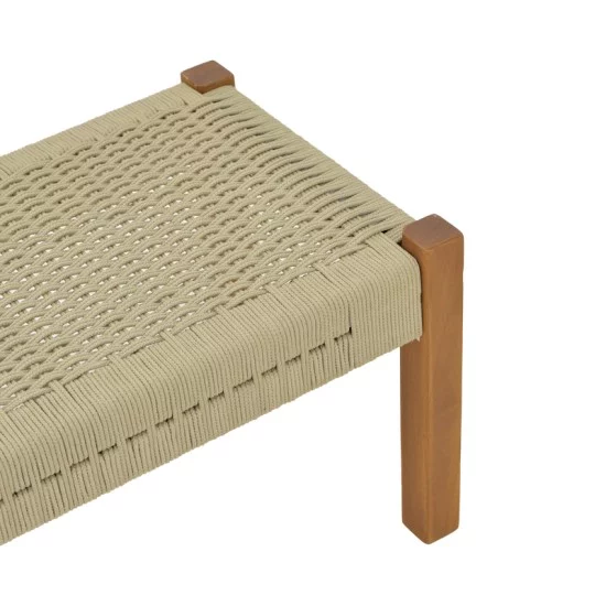 Παγκάκι Uma  teak ξύλο και pe σχοινί σε φυσική απόχρωση 120x45x40εκ