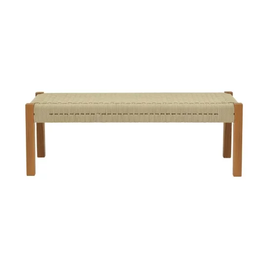 Παγκάκι Uma  teak ξύλο και pe σχοινί σε φυσική απόχρωση 150x45x40εκ