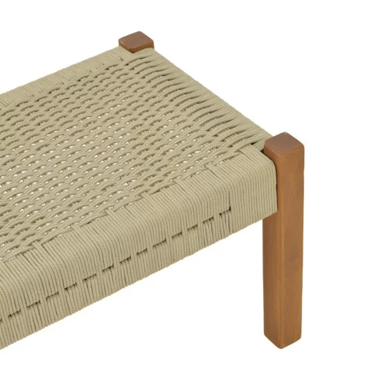 Παγκάκι Uma  teak ξύλο και pe σχοινί σε φυσική απόχρωση 150x45x40εκ