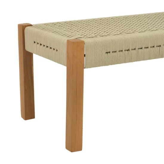 Παγκάκι Uma  teak ξύλο και pe σχοινί σε φυσική απόχρωση 150x45x40εκ