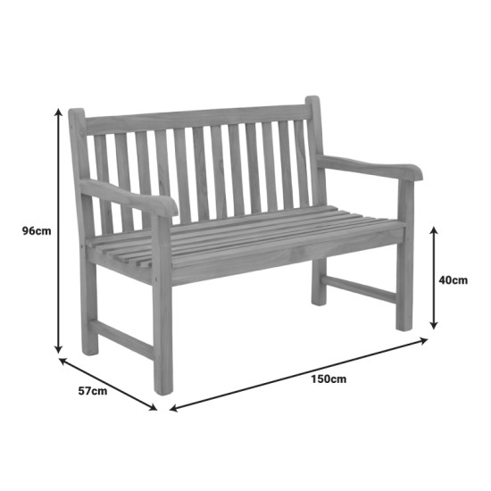 Παγκάκι Nat  teak ξύλο σε φυσική απόχρωση 120x57x96εκ