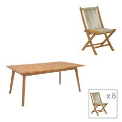 Τραπεζαρία 7 τεμ. Banou-Pino  teak ξύλο σε φυσική απόχρωση 180/240x100x75εκ