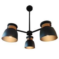 Φωτιστικό οροφής τρίφωτο Pomonge  μαύρο μέταλλο-ξύλο Φ60x70εκ