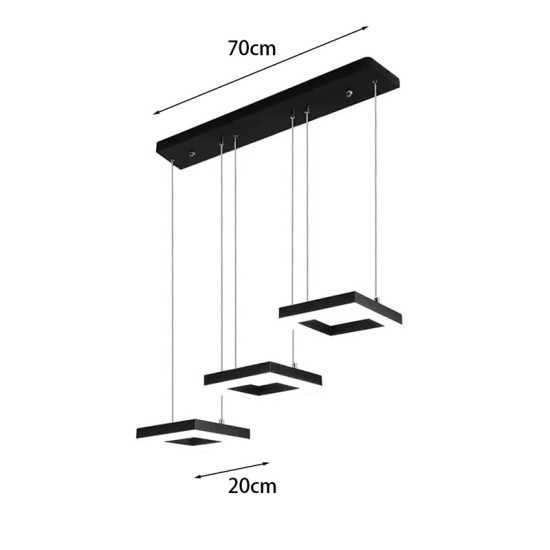 Φωτιστικό οροφής τρίφωτο Benor  led μέταλλο μαύρο 70x20x15εκ
