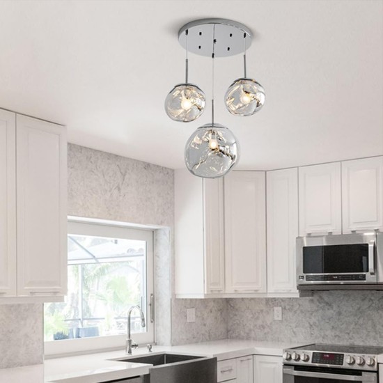 Φωτιστικό οροφής Dolcie  μέταλλο ασημί Φ20x100εκ