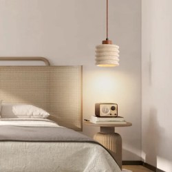 Φωτιστικό οροφής Fino  καρυδί ξύλο με τραβερτίνα Φ12x16εκ