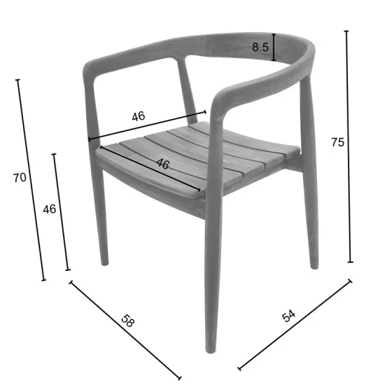 Πολυθρόνα Noody  teak ξύλο σε φυσική απόχρωση 58x54x75εκ