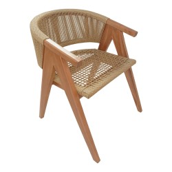Πολυθρόνα Wolly  teak ξύλο και pe σχοινί σε φυσική απόχρωση 60x60x76εκ Πολυθρόνα Wolly  teak ξύλο και pe σχοινί σε φυσική απόχρωση 60x60x76εκ