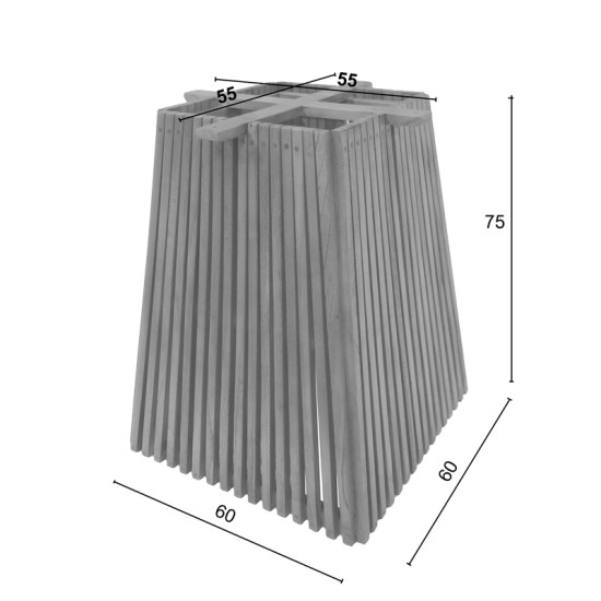 Βάση Τραπεζιού Darius  mindi ξύλο σε φυσική απόχρωση 60x60x75εκ