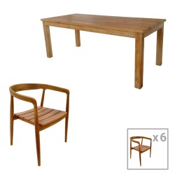 Τραπεζαρία 7τεμ.Noody-Wooly  teak ξύλο σε φυσική απόχρωση Τραπεζαρία 7τεμ.Noody-Wooly  teak ξύλο σε φυσική απόχρωση