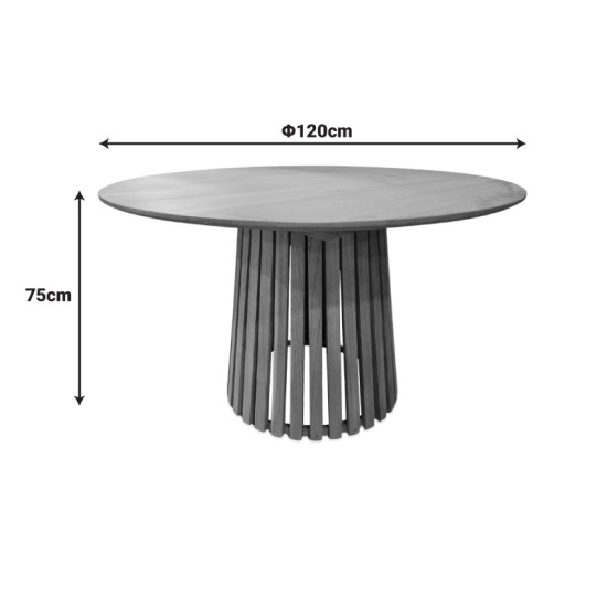 Τραπεζαρία Kalie-Kenda I  σετ 7τεμ σε φυσική-μπεζ απόχρωση Φ120x75εκ