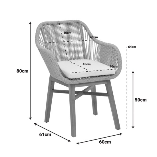 Τραπεζαρία Kalie-Kenda Ι  σετ 7τεμ σε φυσική-μπεζ απόχρωση Φ80x75εκ