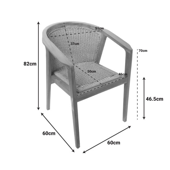 Τραπεζαρία Granny-Wooly  σετ 7τεμ σε φυσική-μπεζ απόχρωση 220x90x75εκ
