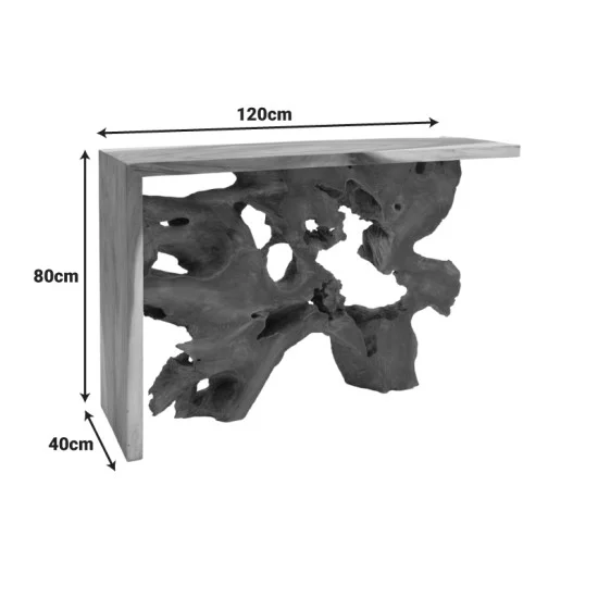 Κονσόλα Jako Inart teak ξύλο σε φυσική απόχρωση 120x40x80εκ