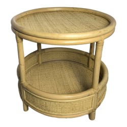 Βοηθητικό τραπέζι Moody  pe rattan σε φυσική απόχρωση Φ55x51εκ