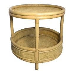 Βοηθητικό τραπέζι Moody  pe rattan σε φυσική απόχρωση Φ55x51εκ