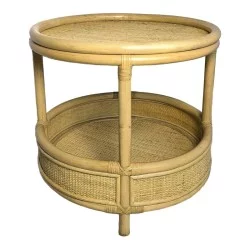 Βοηθητικό τραπέζι Moody  pe rattan σε φυσική απόχρωση Φ55x51εκ