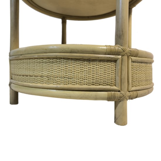 Βοηθητικό τραπέζι Moody  pe rattan σε φυσική απόχρωση Φ55x51εκ
