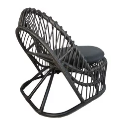 Πολυθρόνα Tromso paakoworld pe rattan σε μαύρη απόχρωση με μαύρο μαξιλάρι 80x85x98εκ