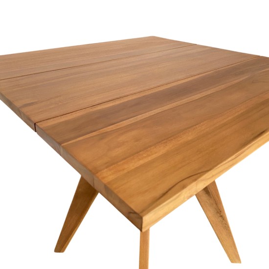 Τραπέζι Cadrada  teak ξύλο σε φυσική απόχρωση 80x80x76εκ