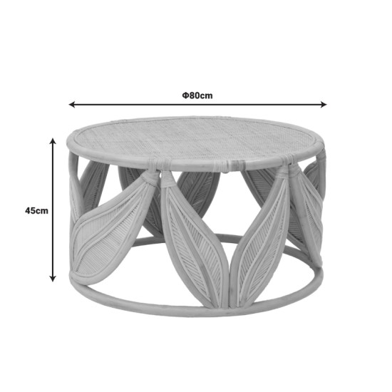 Τραπέζι σαλονιού Siderty  rattan pe σε φυσική απόχρωση Φ80x45εκ