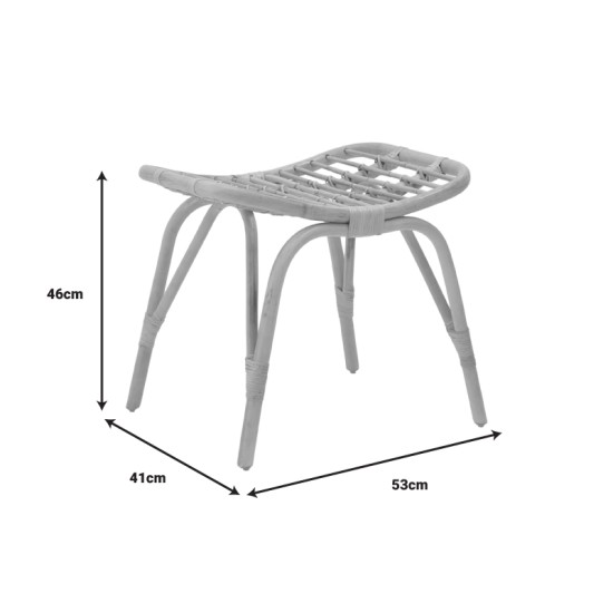 Σκαμπό Vrebor  rattan pe σε φυσική απόχρωση 53x41x46εκ