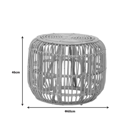 Σκαμπό Rajesty  rattan pe σε φυσική απόχρωση Φ60x46εκ