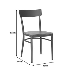 Καρέκλα Zerca  σκελετός καφέ μέταλλο με rubberwood σε φυσική απόχρωση 49x44x82εκ