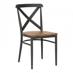 Καρέκλα Ferona  σκελετός ανθρακί μέταλλο με rubberwood σε φυσική απόχρωση 52.5x44.5x84εκ