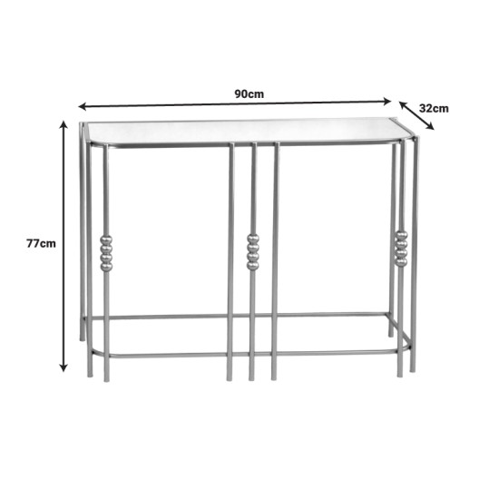 Κονσόλα Emiliane Inart χρυσό μέταλλο - γυαλί καθρέπτη 90x32x77εκ