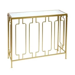 Κονσόλα Sieni Inart χρυσό μέταλλο-γυαλί καθρέπτη 91.4x31.8x77.5εκ